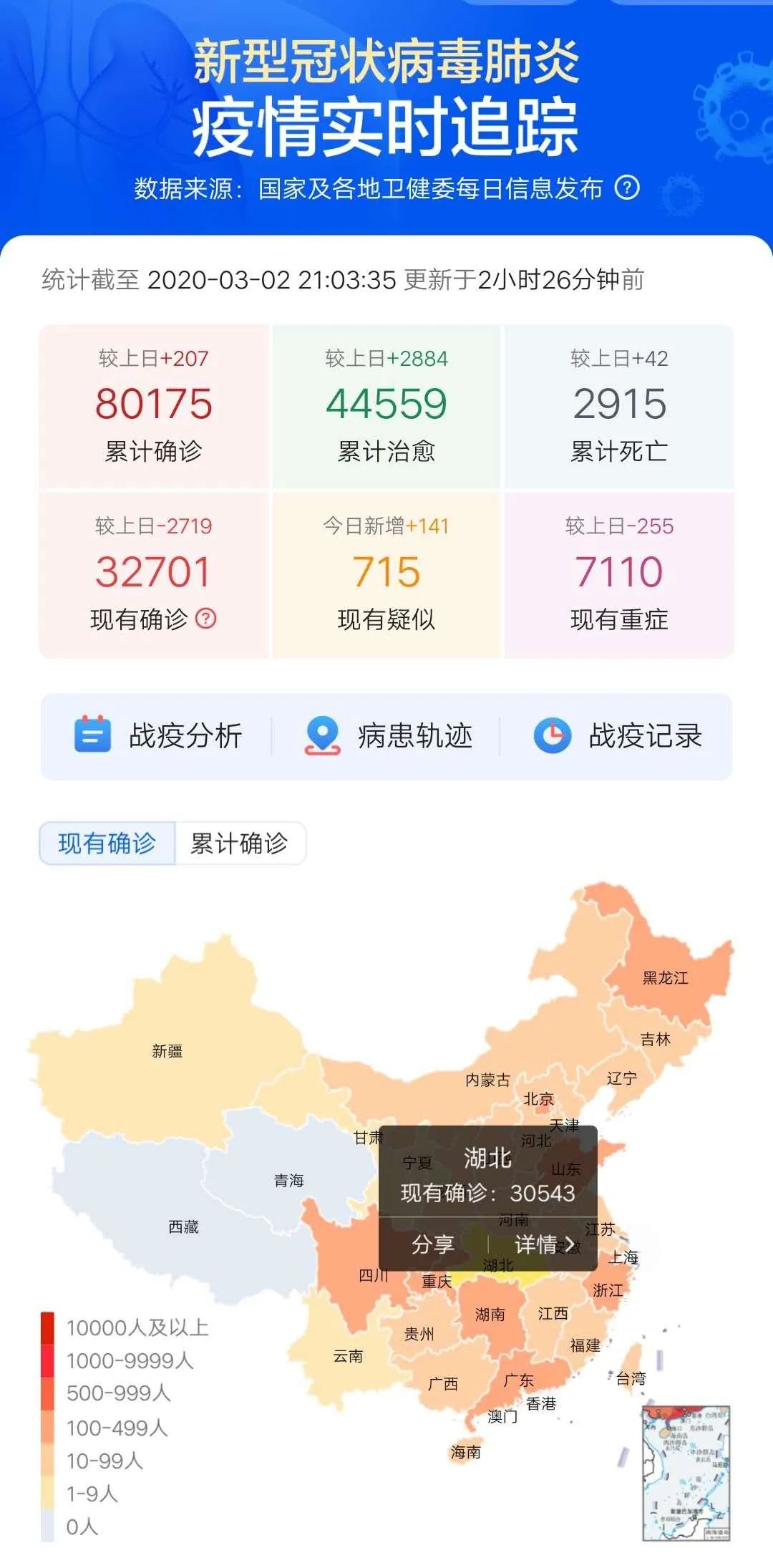 今日新增确诊病例实时数据发布